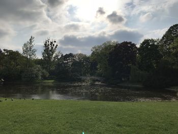 Scenic view of lake against sky