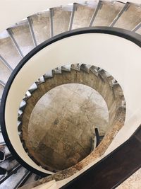 High angle view of spiral staircase in building