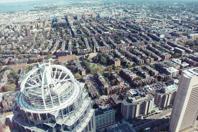 High angle view of buildings in city