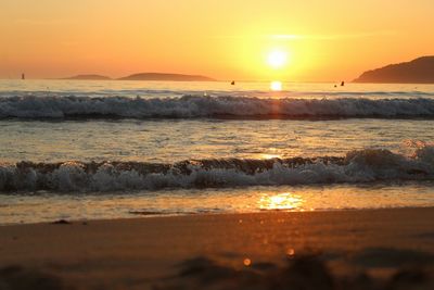 Scenic view of sea against sky during sunset