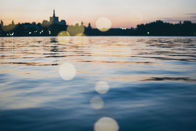 View of city at sunset