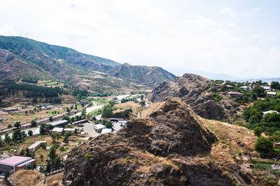 Residential district against sky