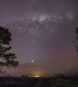 Scenic view of field against sky at night