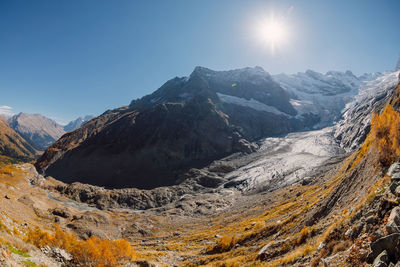 Scenic view of mountains against sky