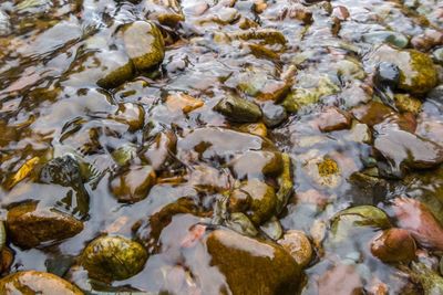 Full frame shot of water flowing in river