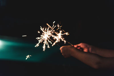 Firework display at night