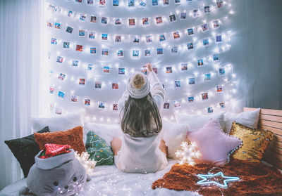 Close-up of christmas decorations on table