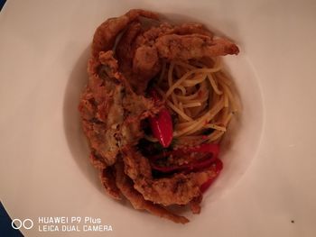 High angle view of food on plate