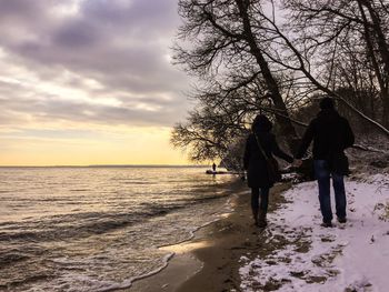 Scenic view of sea at sunset