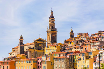 Low angle view of buildings against sky