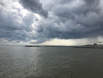 Scenic view of sea against cloudy sky