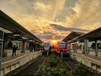 Train on railroad station platform