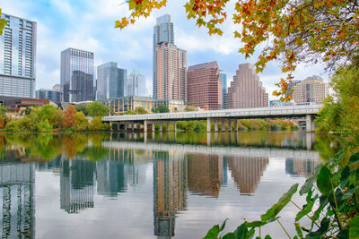 Reflection of buildings in water