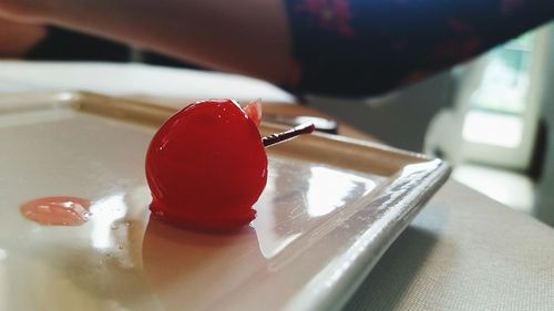 Close-up of dessert in plate on table