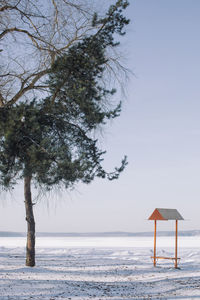 Scenic view of sea against clear sky during winter