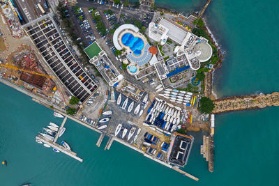 High angle view of harbor 