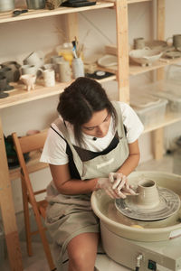 Woman working on table