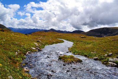 Scenic view of mountains against sky