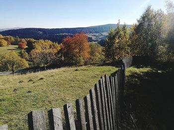 Scenic view of field against sky during autumn