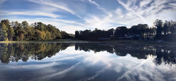 Scenic view of lake against sky