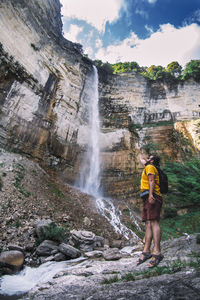 Scenic view of waterfall