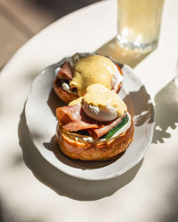 Close-up of dessert in plate on table