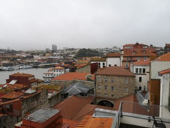 High angle view of townscape against sky