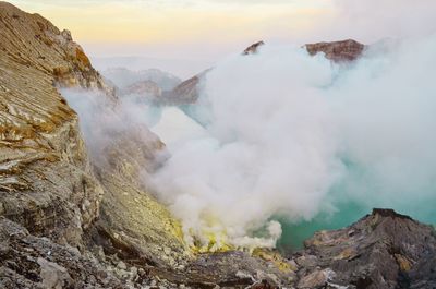 Panoramic view of volcanic landscape