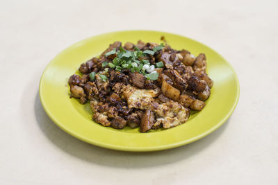 High angle view of meal served in plate