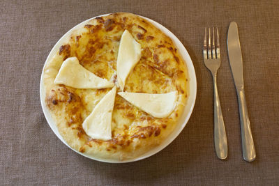 Directly above shot of breakfast on table
