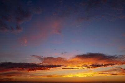 Low angle view of dramatic sky during sunset