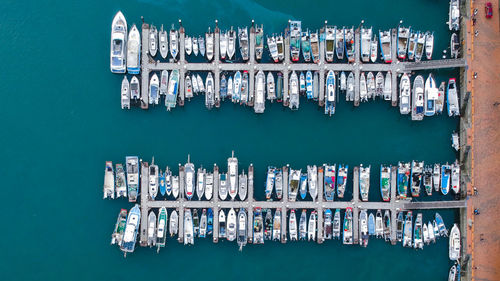 High angle view of harbor at pier