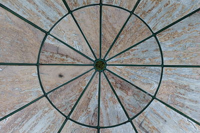 Directly below shot of umbrella on floor