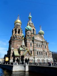 Low angle view of cathedral against blue sky