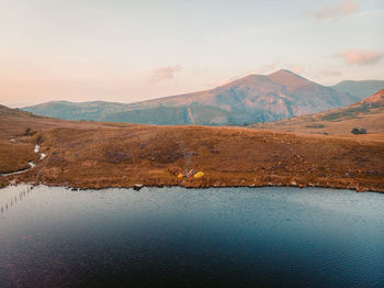 Wildcamping in snowdonia-drone sunset