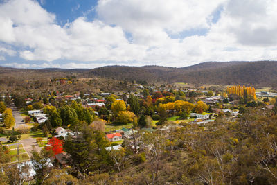 Scenic view of townscape against sky