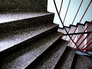 High angle view of spiral staircase