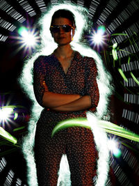 Low angle view of woman wearing sunglasses