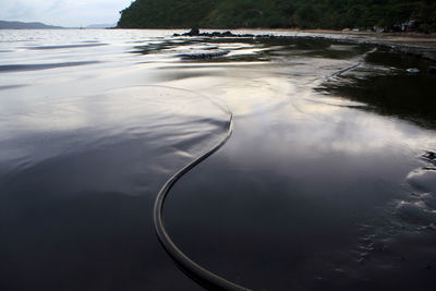 High angle view of rippled lake