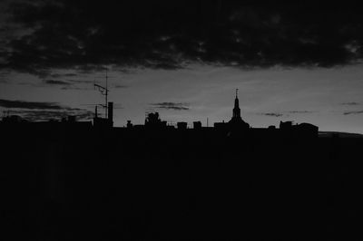 Silhouette buildings against sky during sunset