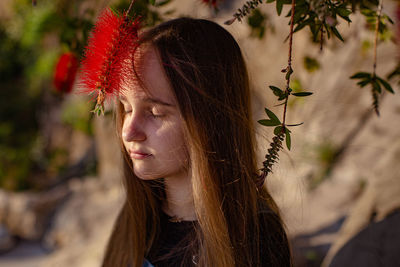 Close-up portrait of young woman