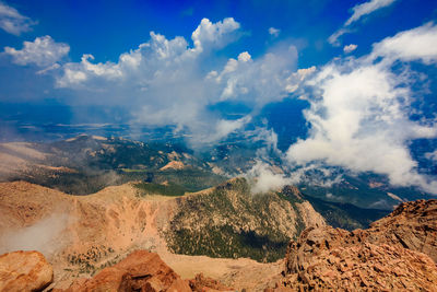 Aerial view of desert against sky