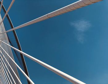 Low angle view of cables against blue sky