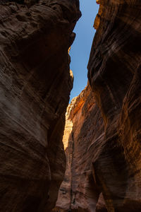 Low angle view of rock formations