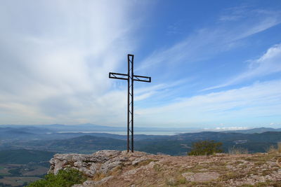 The crosses are always placed on the peaks to be visible to all..
