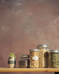 Glass of jar on table