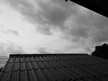 Low angle view of roof against sky