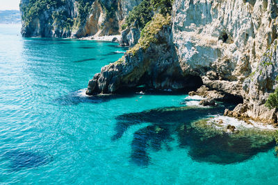 Rock formation in sea