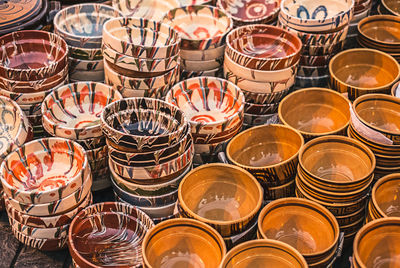 Romanian traditional empty plates at the market