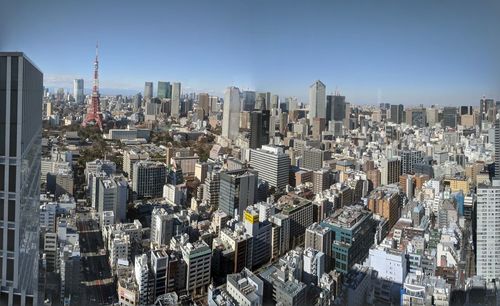 Aerial view of buildings in city